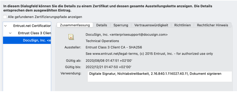 Eine Docusign Signatur